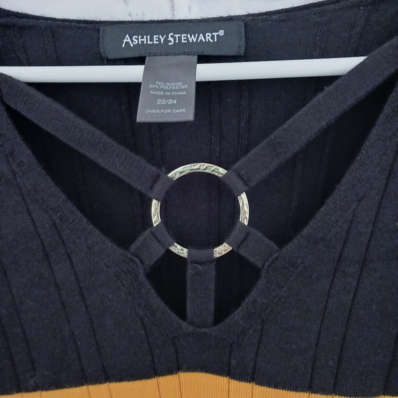 Ashley Stewart • Women's Plus Size Color Block Stripe Pull-Over Sweater - Picture 6 of 11